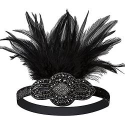 LICHENGTAI 1920s Stirnband Damen Flapper Feder Haarband Vintage 20er Jahre Haarreif Mode Bling Strass Haarschmuck für Frauen Mädchen Gatsby Themen Party Dekoration von LICHENGTAI