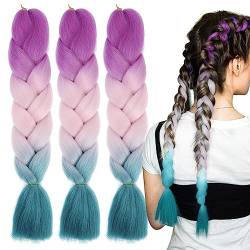 LICHENGTAI 3 Stück Braids Extensions Flechthaare Ombre Jumbo Braid Haarverlängerung Kunsthaar Haar Flechten Extensions Jumbo Flechten Hair Extensions für Frauen Mädchen Crochet Twist Flechten Haar von LICHENGTAI