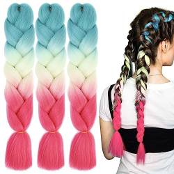 LICHENGTAI 3 Stück Braids Extensions Flechthaare Ombre Jumbo Braid Haarverlängerung Kunsthaar Haar Flechten Extensions Jumbo Flechten Hair Extensions für Frauen Mädchen Crochet Twist Flechten Haar von LICHENGTAI