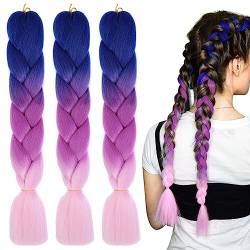 LICHENGTAI 3 Stück Braids Extensions Flechthaare Ombre Jumbo Braid Haarverlängerung Kunsthaar Haar Flechten Extensions Jumbo Flechten Hair Extensions für Frauen Mädchen Crochet Twist Flechten Haar von LICHENGTAI