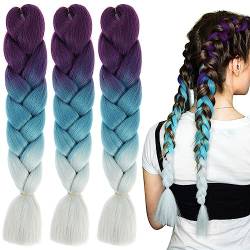 LICHENGTAI 3 Stück Braids Extensions Flechthaare Ombre Jumbo Braid Haarverlängerung Kunsthaar Haar Flechten Extensions Jumbo Flechten Hair Extensions für Frauen Mädchen Crochet Twist Flechten Haar von LICHENGTAI