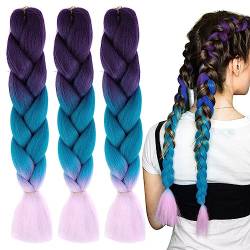 LICHENGTAI 3 Stück Braids Extensions Flechthaare Ombre Jumbo Braid Haarverlängerung Kunsthaar Haar Flechten Extensions Jumbo Flechten Hair Extensions für Frauen Mädchen Crochet Twist Flechten Haar von LICHENGTAI