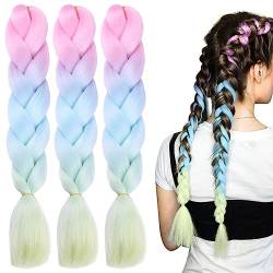 LICHENGTAI 3 Stück Braids Extensions Flechthaare Ombre Jumbo Braid Haarverlängerung Kunsthaar Haar Flechten Extensions Jumbo Flechten Hair Extensions für Frauen Mädchen Crochet Twist Flechten Haar von LICHENGTAI