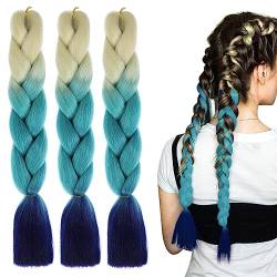 LICHENGTAI 3 Stück Braids Extensions Flechthaare Ombre Jumbo Braid Haarverlängerung Kunsthaar Haar Flechten Extensions Jumbo Flechten Hair Extensions für Frauen Mädchen Crochet Twist Flechten Haar von LICHENGTAI