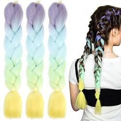 LICHENGTAI 3 Stück Braids Extensions Jumbo Flechten Ombre Braids Extension Ombre Kanekalon Braiding Colorful Hair Braiding Extensions Für Frauen Mädchen DIY Crochet Twist Flechten Haar von LICHENGTAI