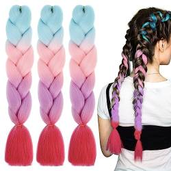 LICHENGTAI 3 Stück Braids Extensions Jumbo Flechten Ombre Braids Extension Ombre Kanekalon Braiding Colorful Hair Braiding Extensions Für Frauen Mädchen DIY Crochet Twist Flechten Haar von LICHENGTAI