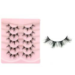 LICHENGTAI 5 Paar Falsche Wimpern, Künstliche Natürliche Look Russian Strip Lashes 3D Cateye Fake Lashes 3D Natural False Eyelashes Flauschige Dramatische Handgemachte Make-up Natürlich Wimpern Set von LICHENGTAI