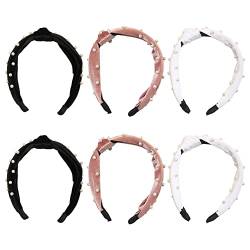 LICHENGTAI 6 Stück Haarreifen Damen Breit Kopfband Haarband Frauen Retro Stirnband mit Knoten, Rutschfest Haarreifen Sportmode Haarband Zubehör für Outdoor Sports Yoga von LICHENGTAI