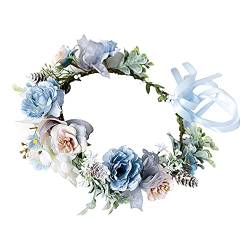 LICHENGTAI Blumen Stirnband Hochzeit Haarkranz Krone, Boho-Blumenkrone, Boho-Braut-Blumenkranz für Damen und Mädchen, Blumenkranz Für Hochzeit Party Foto Requisiten von LICHENGTAI