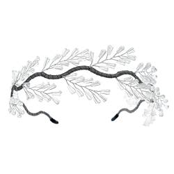 LICHENGTAI Braut Hochzeit Stirnband Kristall Blätter Braut Haarbänder Perle Haarkranz Haarschmuck Brautschmuck Haarband für Damen Frauen Mädchen von LICHENGTAI