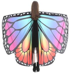 LICHENGTAI Damen Schmetterling Kostüm Umhang Schmetterlingsflügel Fee Flügel Umhang Schal Pixie Schal Poncho Cosplay Zubehör für Halloween Fasching Party Cosplay Karneval Maskerade von LICHENGTAI