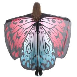 LICHENGTAI Damen Schmetterling Kostüm Umhang Schmetterlingsflügel Fee Flügel Umhang Schal Pixie Schal Poncho Cosplay Zubehör für Halloween Fasching Party Cosplay Karneval Maskerade von LICHENGTAI