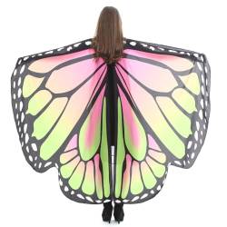 LICHENGTAI Damen Schmetterling Kostüm Umhang Schmetterlingsflügel Fee Flügel Umhang Schal Pixie Schal Poncho Cosplay Zubehör für Halloween Fasching Party Cosplay Karneval Maskerade von LICHENGTAI