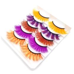 LICHENGTAI Farbige Wimpern, 5 Paare Falsche Wimpern Künstliche Natürliche Look Russian Strip Lashes Flauschige Bunte False Eyelashes D Curl Russian Strip Lashes Wispy Fluffy Lashes für Augen Make-up von LICHENGTAI