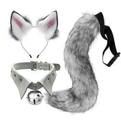 LICHENGTAI Fuchs Cosplay Set Faschingskostüm für Kinder Erwachsene, Fuchsohren Cosplay Set Fuchs Ohren Stirnband Fuchsschwanz Kragen für Kinder Erwachsene Halloween Fasching Karneval Party von LICHENGTAI