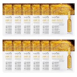 LICHENGTAI Gesichtsmasken Set, 12er Pack Hautpflege Feuchtigkeitsspendende Tuchmaske Mit Hyaluronsäure und Vitamin C, 24K Gold Gel Collagen Facial Masks, Natürliche Tuchmasken Set für Jeden Hauttyp von LICHENGTAI