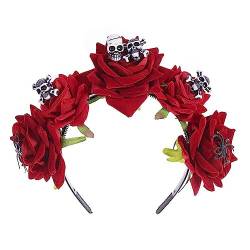 LICHENGTAI Halloween Stirnbänder Damen Haarschmuck Rose Stirnband Tag der Toten Spinne Haarband Halloween Party Kopfschmuck Cosplay Kostüm Accessoire Kopfschmuck für Frauen von LICHENGTAI