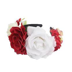 LICHENGTAI Halloween Stirnband Rose Blumen Stirnbänder Gothic Haarband Tag der Toten Krone Haarreifen für Frauen Damen Halloween Party Cosplay Kostüm Kopfschmuck Maskerade Dekoration von LICHENGTAI