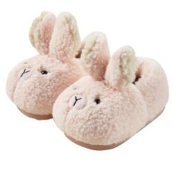 LICHENGTAI Hausschuhe Kinder Mädchen Plüsch Häschen Pantoffeln Winter Hasen Geschlossen Indoor Tierpantoffel Wärme Weiche Hausschuhe Cartoon Leicht Rutschfeste Slippers Kinderhausschuhe von LICHENGTAI