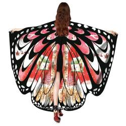 LICHENGTAI Schmetterling Umhang Damen Farbverlauf Bunte Druck Schmetterlingflügel Schal Fee Flügel Umhang Schal Pixie Cosplay Zubehör für Fasching Party Halloween Cosplay Karneval von LICHENGTAI