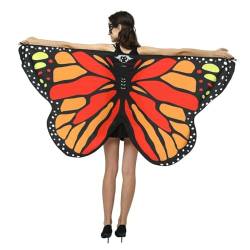 LICHENGTAI Schmetterling Umhang Damen Karnevalskostüm Frauen Schmetterlingsflügel Bunte Druck Flügel Schal Erwachsene Poncho Umhang für Halloween Party Weihnachten Maskerade von LICHENGTAI