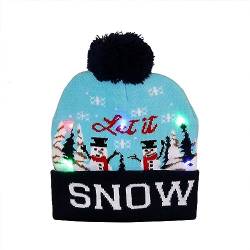 LICHENGTAI Weihnachtsmütze Strickmütze LED Licht Wintermütze Wollmütze Unisex Weihnachts Gestrickte Mütze Warme Beanie Hat Nikolausmütze Santa Mütze Kinder Männer Frauen Damen von LICHENGTAI