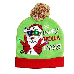 LICHENGTAI Weihnachtsmütze Strickmütze LED Licht Wintermütze Wollmütze Unisex Weihnachts Gestrickte Mütze Warme Beanie Hat Nikolausmütze Santa Mütze Kinder Männer Frauen Damen von LICHENGTAI