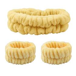 Spa Stirnbänder, Haarbänder Soft Spa Haarband mit Handgelenk-Waschband, Coral Fleece Haarbänder Elastisches Kosmetisches Stirnband für Dusche, für Damen Make up Duschen und Gesicht Waschen von LICHENGTAI