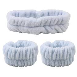 Spa Stirnbänder, Haarbänder Soft Spa Haarband mit Handgelenk-Waschband, Coral Fleece Haarbänder Elastisches Kosmetisches Stirnband für Dusche, für Damen Make up Duschen und Gesicht Waschen von LICHENGTAI