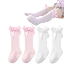 Baby Mädchen Kniestrümpfe,Überkniestrümpfe für Kinder,Weiche, hautfreundliche,dehnbare Socken mit Schleifen für Kleinkinder und Neugeborene von LICHUANUK