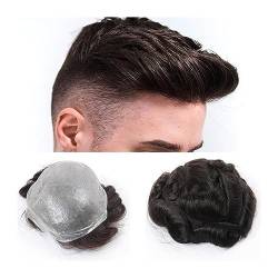Herren-Haarteile, Toupet for Männer, 100% europäisches Echthaar, 0,03–0,04 mm, ultradünnes Hauthaarteil for Männer, natürlicher Haaransatz, vollständige PU-Basis, V-Schlaufen-Haarersatzsystem, für t von LICONG-2020