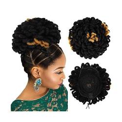 Unordentliches Dutt-Haarteil für Frauen, Dreadlock Dutt Afro High Puff Kordelzug Pferdeschwanz Haarknoten Haarteile Faux Locs Clip In Pferdeschwanz Extensions Synthetische Haarknoten Stücke for schwar von LICONG-2020