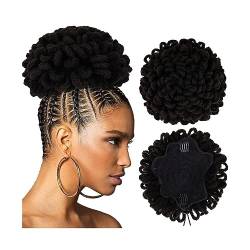 Unordentliches Dutt-Haarteil für Frauen, Dreadlock Dutt Afro High Puff Kordelzug Pferdeschwanz Haarknoten Haarteile Faux Locs Clip In Pferdeschwanz Extensions Synthetische Haarknoten Stücke for schwar von LICONG-2020