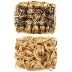 Unordentliches Dutt-Haarteil für Frauen, Verlängerungs-Chignon-Teller-Tablett, Pferdeschwanz-Haarteile for Frauen, unordentlicher Dutt, Scrunchie-Haarteil, synthetische Hochsteckfrisur, lockiges Haar, von LICONG-2020