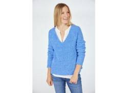 Strickpullover LIEBLINGSSTÜCK "SangiEP" Gr. 34, blau (true blue meliert) Damen Pullover V-Pullover mit Raglanärmel von LIEBLINGSSTÜCK