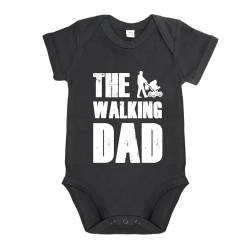 LIEBTASTISCH - My Dad is the walking Dad - Baby body kurzarm - Strampler - mit Druckknöpfen - 100% Bio Baumwolle - Geschenk - Geschenkidee - Vatertagsgeschenk - Vatertag (Schwarz, 0-3 Monate) von LIEBTASTISCH