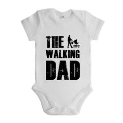 LIEBTASTISCH - My Dad is the walking Dad - Baby body kurzarm - Strampler - mit Druckknöpfen - 100% Bio Baumwolle - Geschenk - Geschenkidee - Vatertagsgeschenk - Vatertag (Weiss, 0-3 Monate) von LIEBTASTISCH