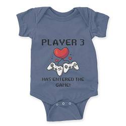 LIEBTASTISCH - Player 3 Has Entered The Game - Baby body kurzarm - Strampler - mit Druckknöpfen - 100% Bio Baumwolle - Geschenk - Geschenkidee - Zocker - Gamer (Dunkelblau, 3-6 Monate) von LIEBTASTISCH