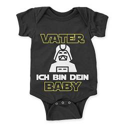 LIEBTASTISCH - Vater, ich bin dein Baby - Baby body kurzarm - Strampler - mit Druckknöpfen - Jungen & Mädchen - 100% Bio Baumwolle - Geschenk - Geschenkidee - Vatertag (Schwarz, 0-3 Monate) von LIEBTASTISCH