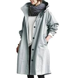 LIEIKIC Damen Windbreaker lang Elegant Langarm Jacke mit Kapuze Übergangsjacke Atmungsaktiv Parka Leichte Herbst Mantel von LIEIKIC