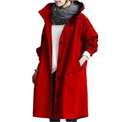 LIEIKIC Damen Windbreaker lang Elegant Langarm Jacke mit Kapuze Übergangsjacke Atmungsaktiv Parka Leichte Herbst Mantel von LIEIKIC