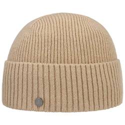 LIERYS Baxter Wool Mix Umschlagmütze Damen/Herren -Made in Germany - Handmade - Beanie mit Schurwolle - Waschbar bis 30 Grad - One Size (55-60 cm) - Strickmütze Herbst/Winter Hellbeige One Size von LIERYS