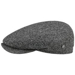 LIERYS Crimson Wool Herringbone Flatcap - Made in EU - 100% Wolle - mehrfarbige Fischgratmütze - Herrenmütze Herbst/Winter grau 58 cm von LIERYS