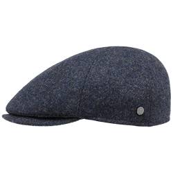 LIERYS Harris Tweed Gatsby Flatcap Herren - Made in Italy - Schirmmütze aus 100% Schurwolle - Handmade - Schiebermütze gefüttert - Meliert - Herrencap Herbst/Winter blau 59 cm von LIERYS