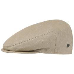 LIERYS Inglese Leinen Flatcap Herren - Flat Cap Made in Italy - Schiebermütze aus Leinen und Baumwolle - Sommermütze im Denim-Look - Mütze Frühjahr/Sommer beige 56 cm von LIERYS