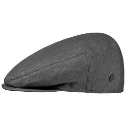 LIERYS Inglese Leinen Flatcap Herren - Flat Cap Made in Italy - Schiebermütze aus Leinen und Baumwolle - Sommermütze im Denim-Look - Mütze Frühjahr/Sommer schwarz 55 cm von LIERYS