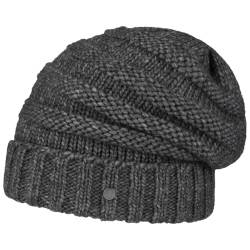 LIERYS Long Beanie Strickmütze Damen/Herren - Wintermütze mit Alpakawolle - Made in Germany - Herbst/Winter - Oversize-Mütze mit Strickmuster - Wollmütze grau One Size von LIERYS