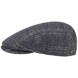 LIERYS Melico Virgin Wool Flatcap - Klassische Schiebermütze - Wintercap mit Fischgrätmuster Herren - Warme Wollcap - Herbst/Winter - Made in The EU grau L (58-59 cm) von LIERYS