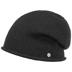 LIERYS Merino Kaschmir Beanie Damen/Herren (Länge: 26 cm) - Oversize-Mütze mit Merinowolle und Kaschmirwolle - Made in Germany - One Size 56-61 cm - Wollmütze Herbst/Winter schwarz One Size von LIERYS