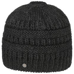 LIERYS Mütze mit Zopfloch für Pferdeschwanz Damen - Strickmütze mit Loch gefüttert - Beanie mit Schurwolle und Alpakawolle - Futter mit hohem Baumwollanteil - Herbst/Winter schwarz One Size von LIERYS